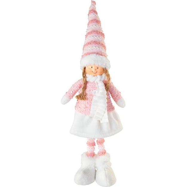 MICA Living, Weihnachtsdeko, Dekokind - Mädchen rosa/weiss - stehend - ca. 15 x 9,5 x 50 cm