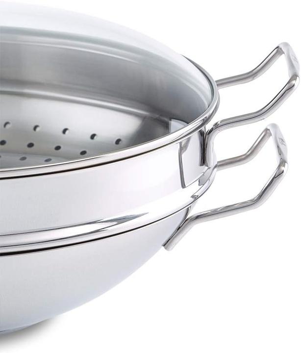 Produktbild Fissler Edelstahl Wok Nanjing 36cm m Einsatz u Deckel, Induktion (Edelstahl)