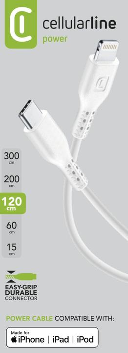 Actual product image Cellularline Power Cable 120cm - USB-C to Lightning (1.20 m, USB 3.2 Gen 1)