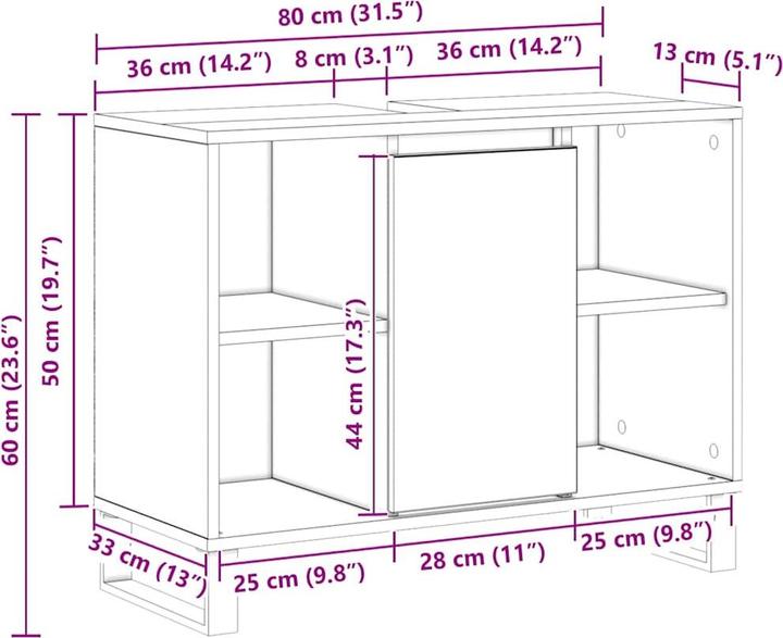 Produktbild VidaXL Artisan Eichen Vanity (80 x 33 x 60 cm)