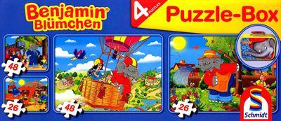 Actual product image Schmidt Spiele Benjamin Blümchen -Box in metal case (2x26/2x48 T. (74 pieces)