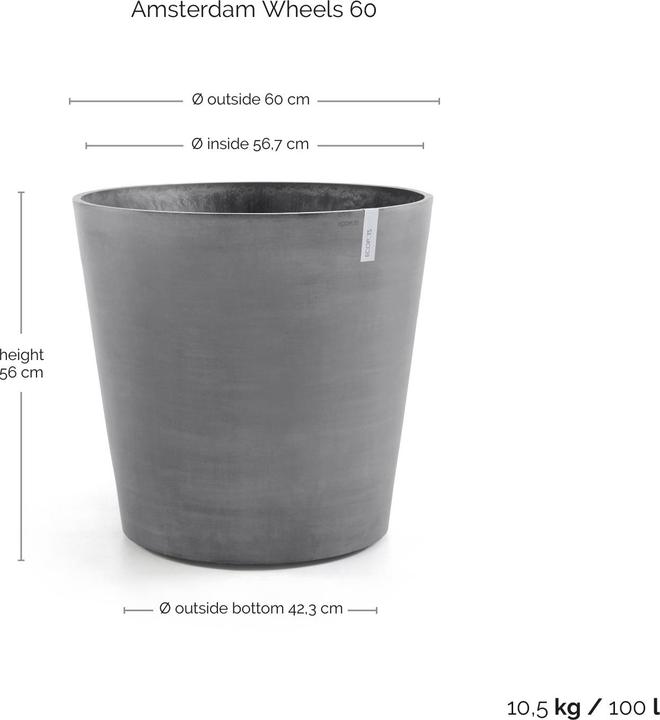 Actual product image Ecopots Amsterdam Wheels (60 cm)