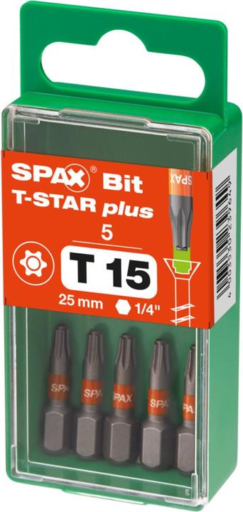 Actual product image Spax BIT T-STAR PLUS T15 25mm S (Hexagon socket TX)