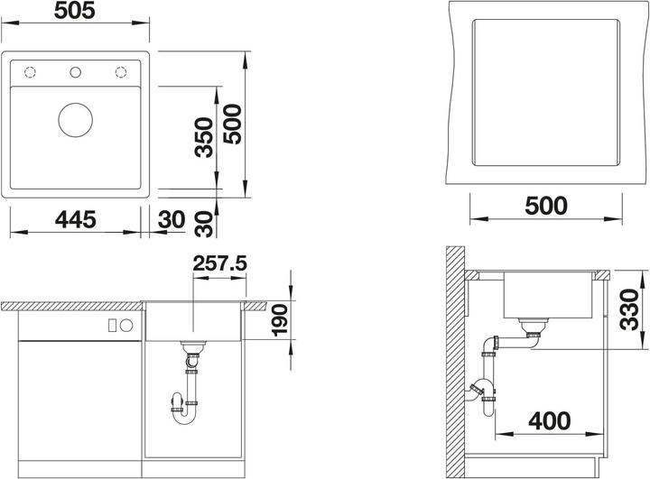 Actual product image Blanco Dalago 5-F (Fitted sink, 50.50 cm, 50 cm)