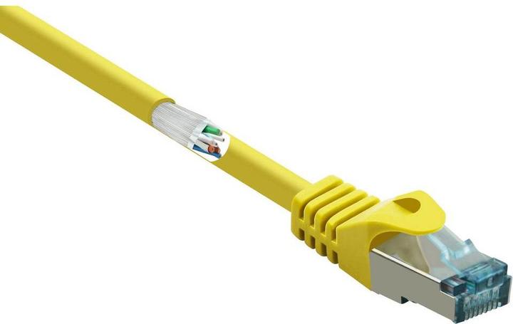 Actual product image Renkforce RF-5246626 RJ45 network cable, patch cable CAT 6a S/FTP 0.15 m Yellow with (S/FTP, CAT6a, 0.15 m)