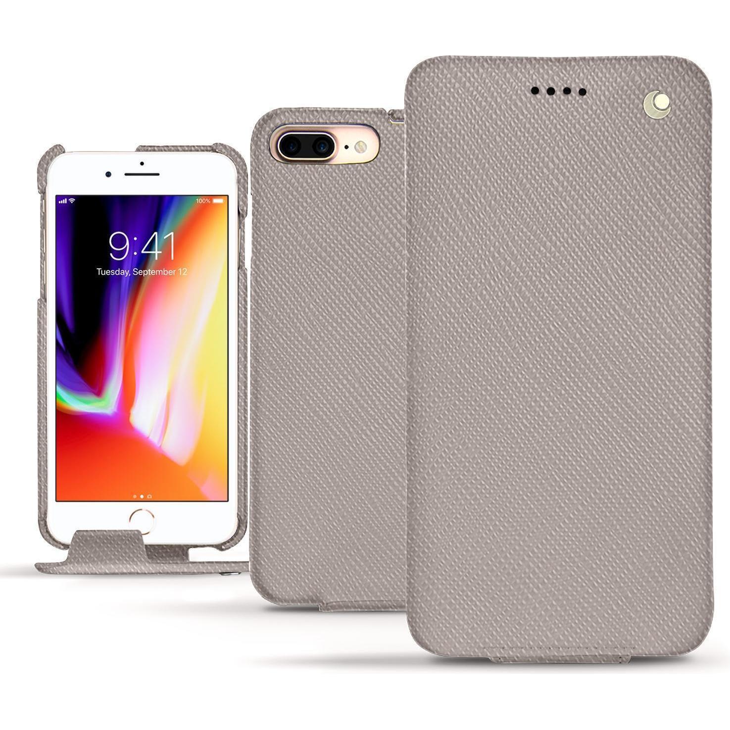 Noreve Lederschutzhülle vertikal (Apple iPhone 8 Plus), Smartphone Hülle, Beige
