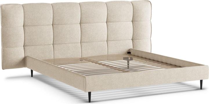 Actual product image Micadoni Boucle Storage Bed with Headboard, "Eric", Light Beige, 220x270x114 Made in Europe (180 x 200 cm)
