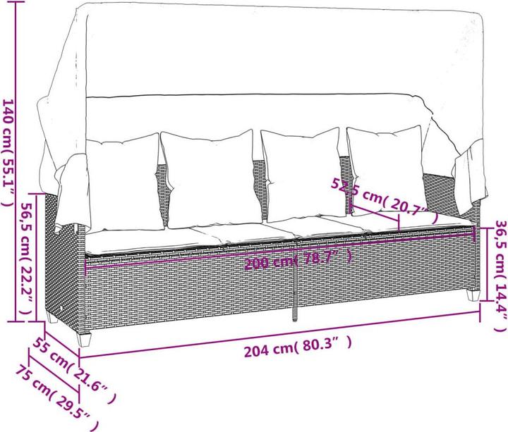 Image du produit vidaXL Sonnenliege (204 cm)