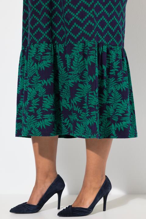 Produktbild Ulla Popken Jersey-Maxikleid, A-Linie, Carree-Ausschnitt, Halbarm (68)