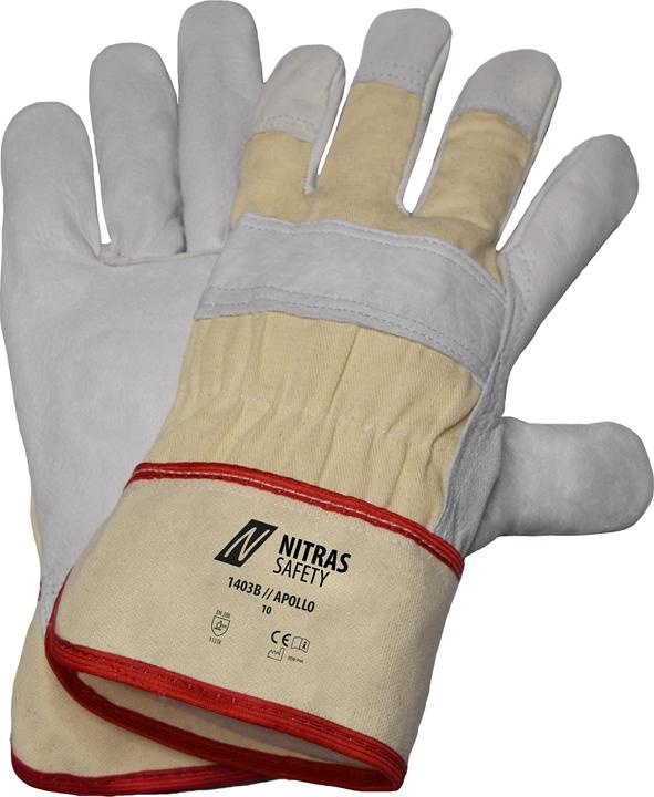 Produktbild Nitras APOLLO, Rindvolllederhandschuhe, Baumwoll-Rücken, naturfarben, Rindvollleder, grau (Farbcode: (10, 11, 12, 8, 9)