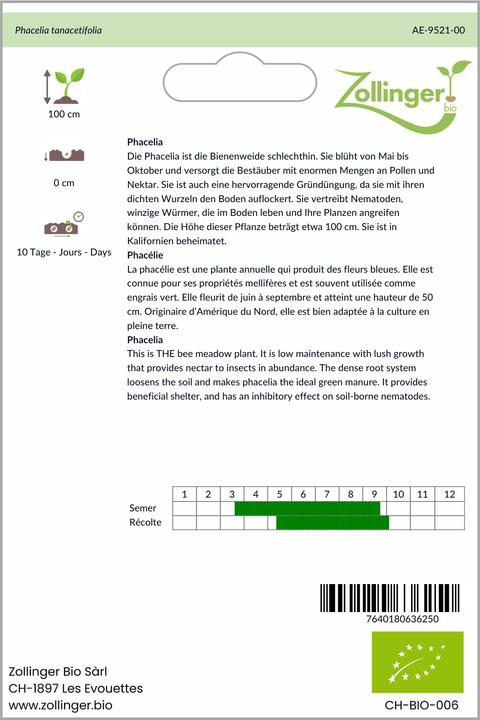 Produktbild Zollinger Bio Phacelia (Pflanzensamen)