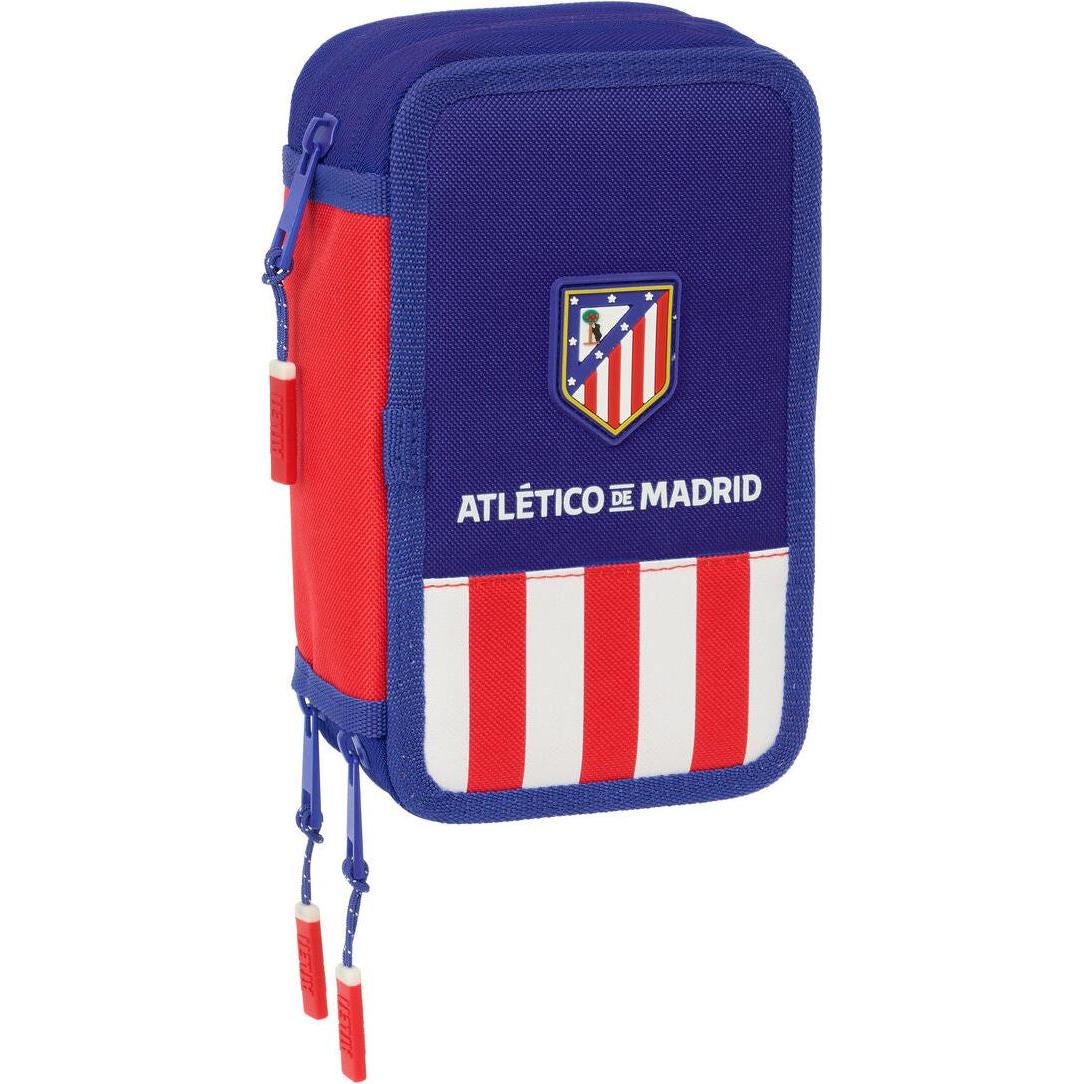 Atletico Madrid FC, Astuccio, Dreifaches Federmäppchen Atlético Madrid Blau Weiss Rot 12,5 x 19,5 x 5,5 cm 37 Stücke