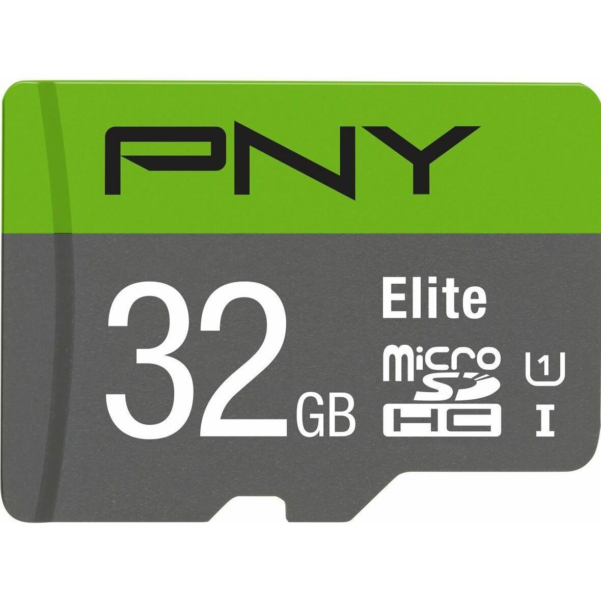 Pny Grigio/Verde Elite (32 Gb, Microsdhc, U1, Uhs-I), Scheda Di Memoria,