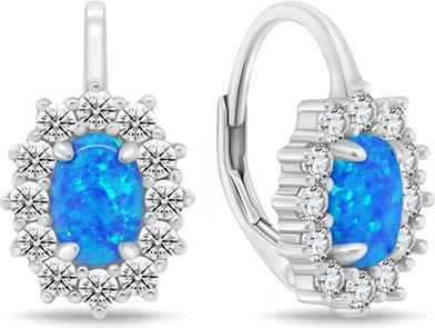 Brilio Silver - Charming silver earrings with zircons and blue opals EA1127WB