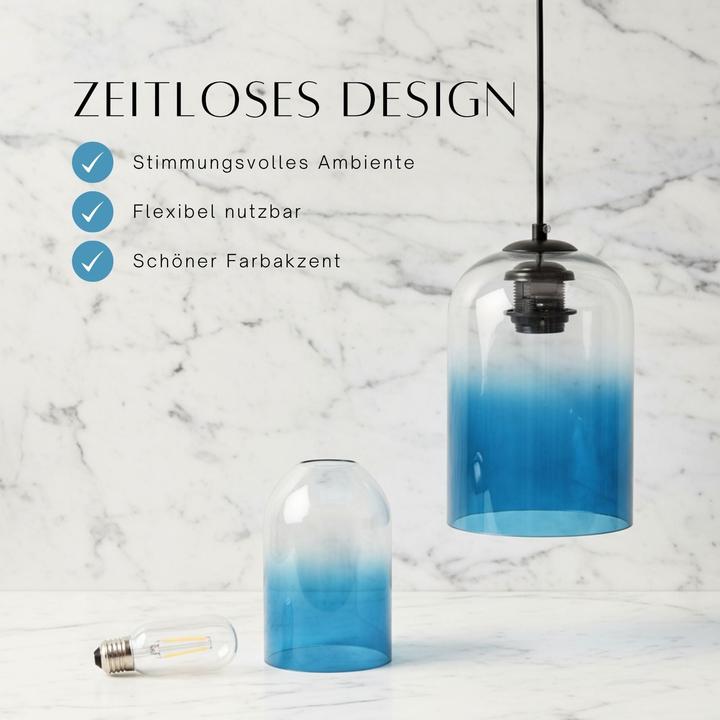 Actual product image Hermex Skandinavische Glas-Hängelampe Pendelleuchte Deckenleuchte Deckenlampe (E27)