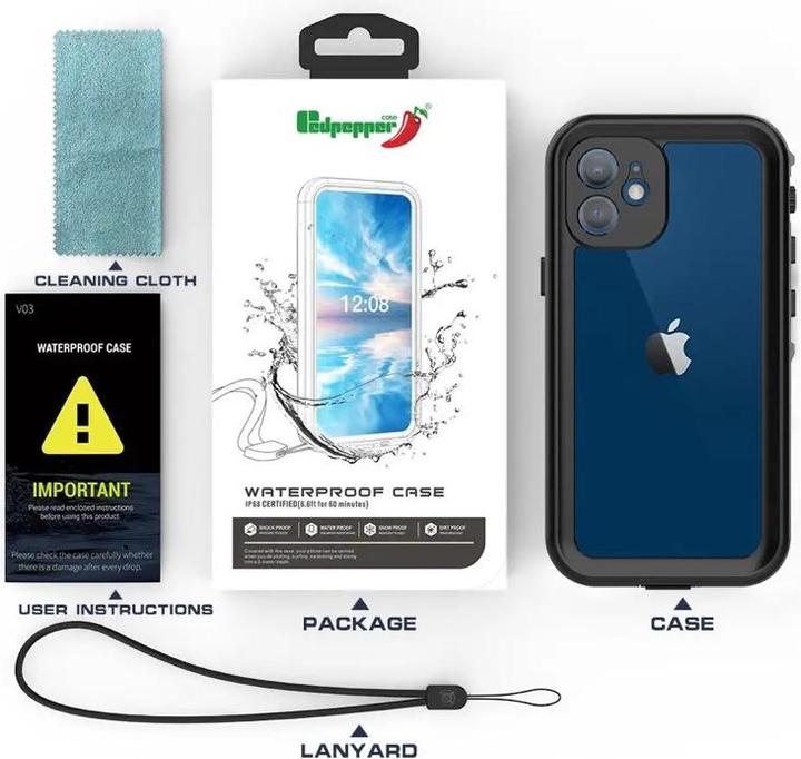 Produktbild Redpepper iPhone 12 Mini - Waterproof Case schwarz (Apple iPhone 12 mini)