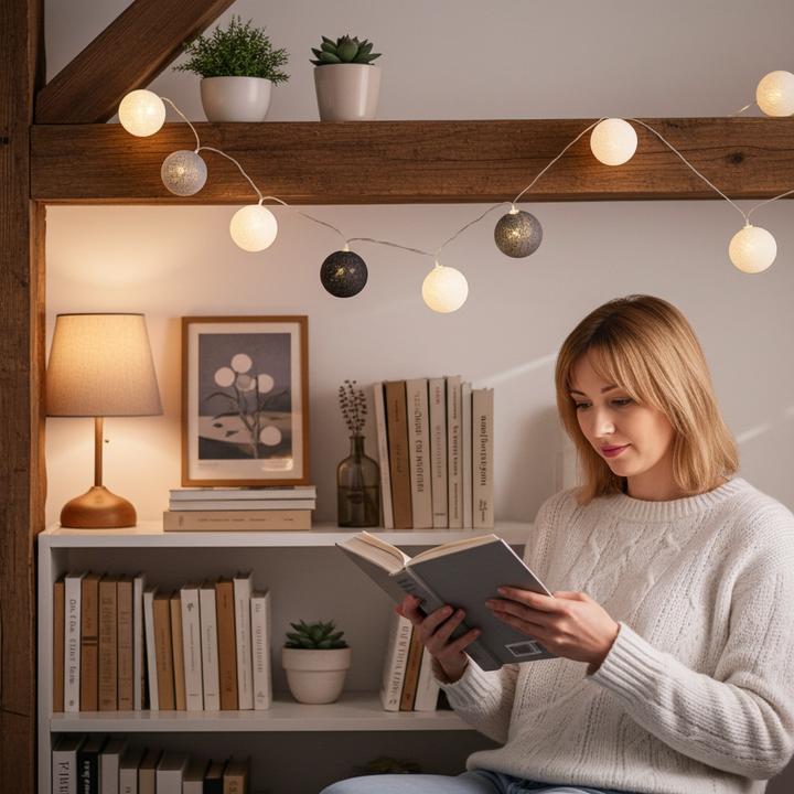 Produktbild Cepewa Lichterkette mit 10 Baumwoll-Lampions (3 m)