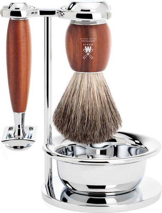 Immagine prodotto Mühle Set da barba, 4 pezzi con ciotola, pennello da barba con puro pelo di tasso (Sapone da barba, Olio da rasatura, Pennello da barba)