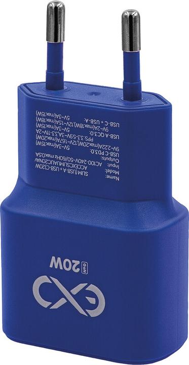 Immagine prodotto EXC Caricatore USB SLIM, porta USB-A e USB-C (20 W, 2 porte)