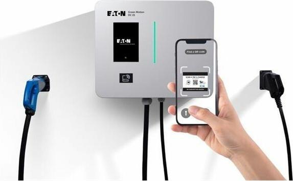 Actual product image Eaton Motion DC 22 EV charging station Online CCS 2 connector RJ45 communication interface (Type 2, 22 kW, 32 A)