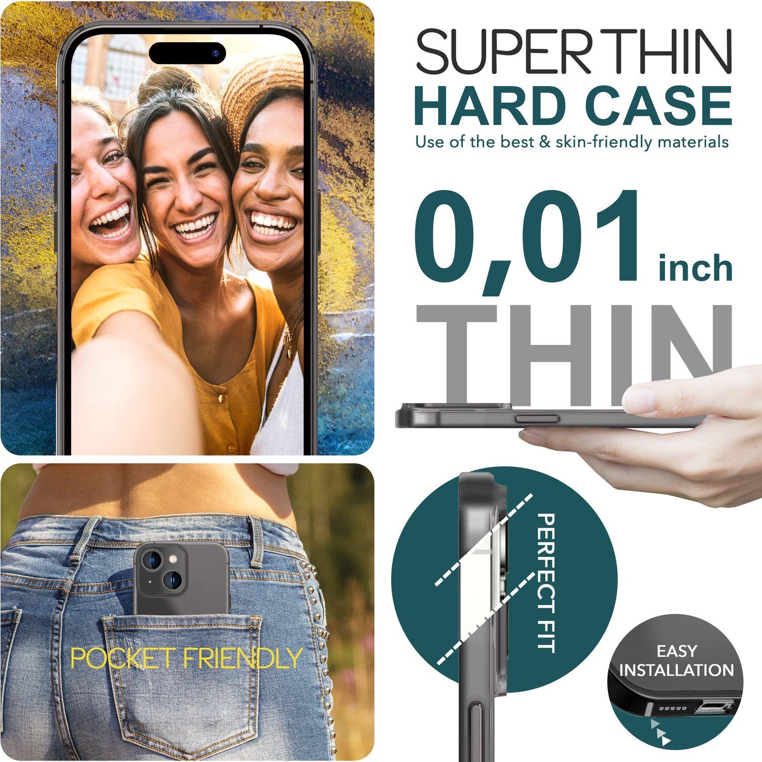 Thumbnail - Nalia Halb-Klare Harte Hülle (Apple iPhone 15), Smartphone Hülle, Schwarz