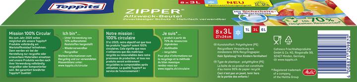 Produktbild Toppits Zipper 8 x 3L (8 x)