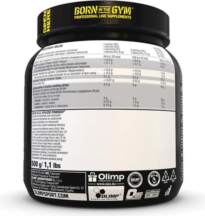 Actual product image Olimp Sport Nutrition BCAA 4:1:1 Xplode Powder (500g can) (1 Piece, Powder, 500 g)