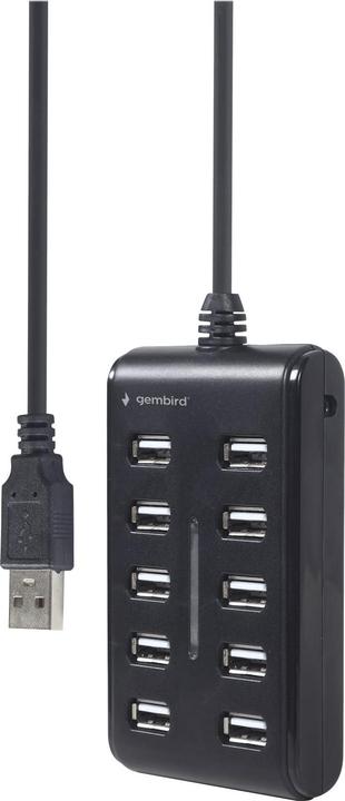 Produktbild Gembird UHB-U2P10P-01 10-Port-USB-2.0-Hub, schwarz (USB-A, 10 Ports)