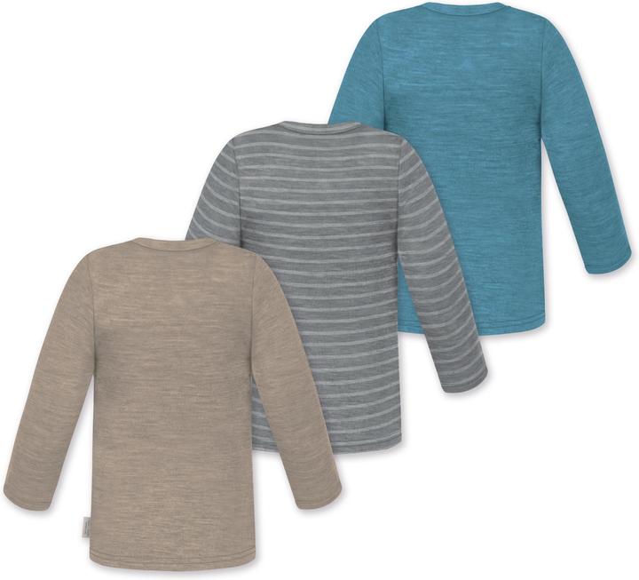 Produktbild Normani 3er Pack Baby Merino Longsleeve „Taupo" - 9475 (74, 80)