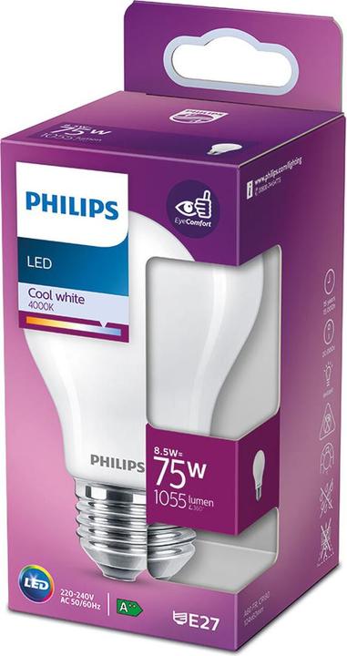 Image du produit Philips LED-Lampe Standard E 8,5 W E27 1055 lm Ø 6 x 10,4 cm (4000 K) (E27, 1055 lm, 1 x)