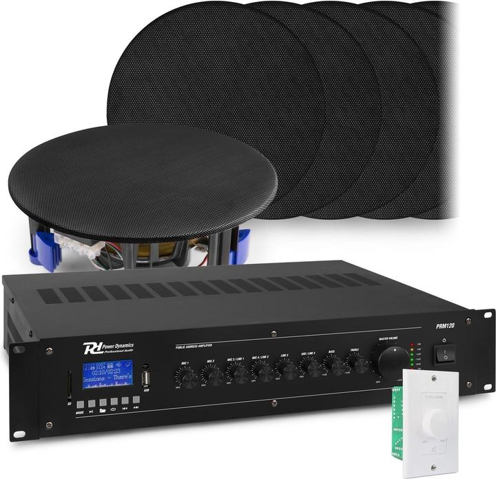 Actual product image Power Dynamics met Bluetooth, 12x zwarte inbouw speaker en 100v versterker van (Passive)