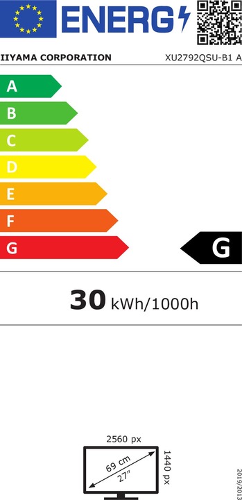 Energie-Label iiyama ProLite XU2792QSU-B1 (2560 x 1440 Pixel, 27")