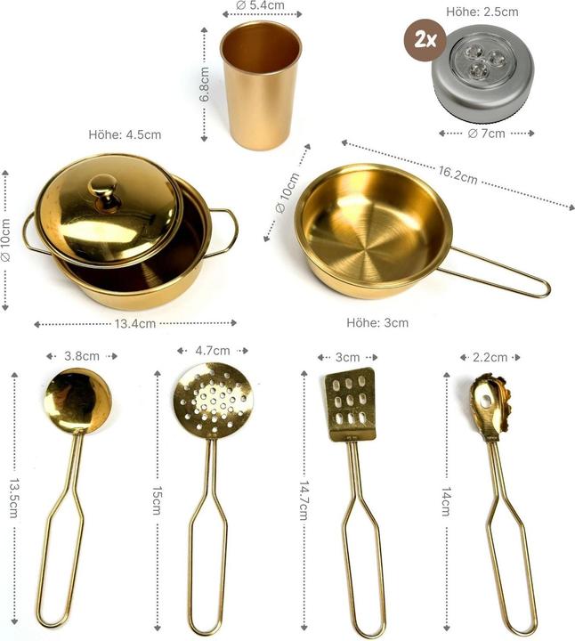 Produktbild Hermex Kinderküche aus Holz mit Zubehör Spielküche Holzküche Spielzeug