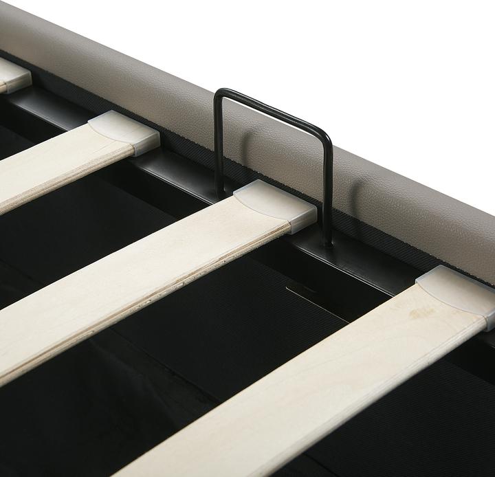 Produktbild Beliani Bett Kunstleder taupe Lattenrost Bettkasten hochklappbar 140 x 200 cm ROCHEFORT (140 x 200 cm)