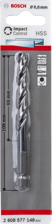 Produktbild Bosch Professional Zubehör HSS Spiralbohrer mit Sechskantschaft 6,8 mm (6.8 mm)