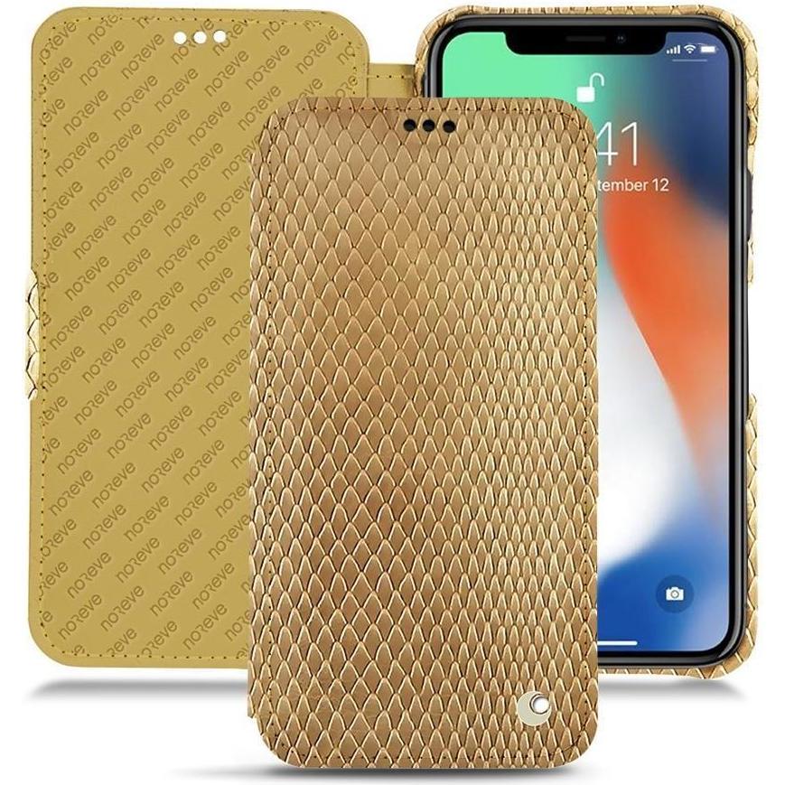 Noreve Lederschutzhülle horizontal (Apple iPhone XS Max), Smartphone Hülle, Beige