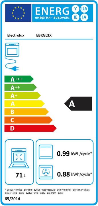 Energie-Label Electrolux Backofen EBKGL3XDCN