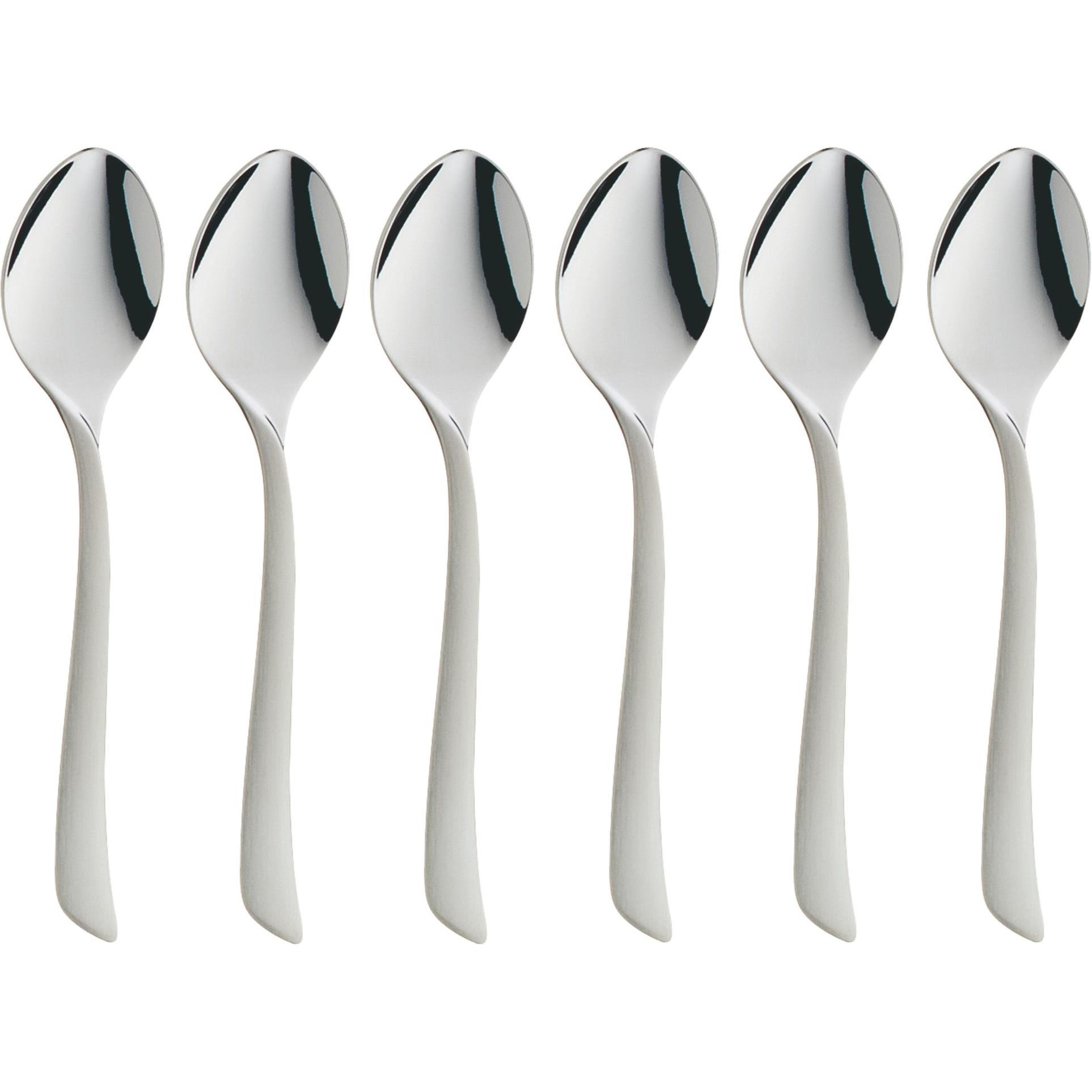 WMF Espressolöffel Set 6tlg 10,8cm Virginia Edelstahl teilmatt kratzbeständig, Besteck, Silber
