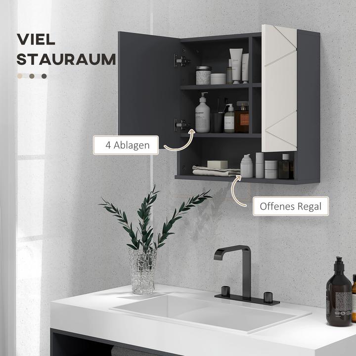 Produktbild Kleankin Spiegelschrank Spanplatte, Glas Grau (55 x 17 x 55 cm)