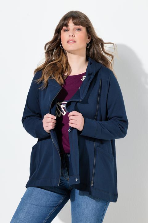 Produktbild Ulla Popken Sweatjacke, asymmetrisch, Kapuze (60)