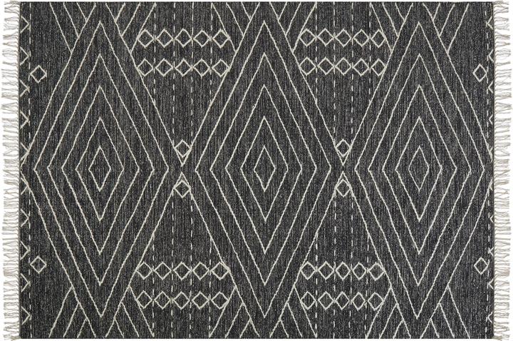 Produktbild Beliani Teppich Baumwolle schwarz / weiss 160 x 230 cm geometrisches Muster Kurzflor KHENIFRA (160 x 230 cm)
