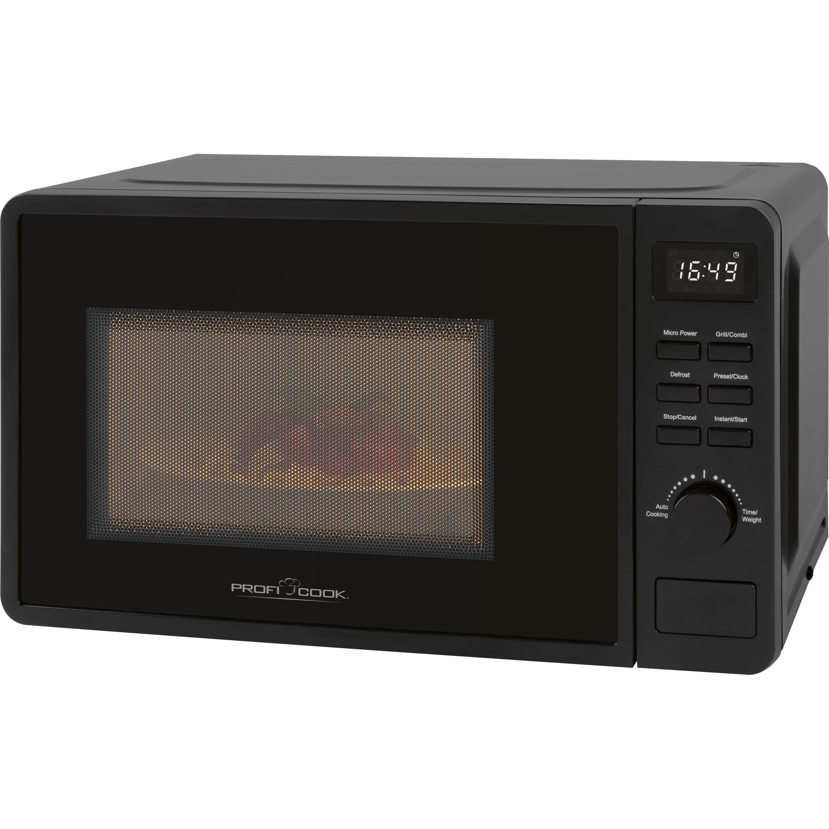Proficook Mikrowelle PC-MWG 1319, mit Grill, 20 L, Timer, 700 W / 800 W, Forno a microonde, Nero