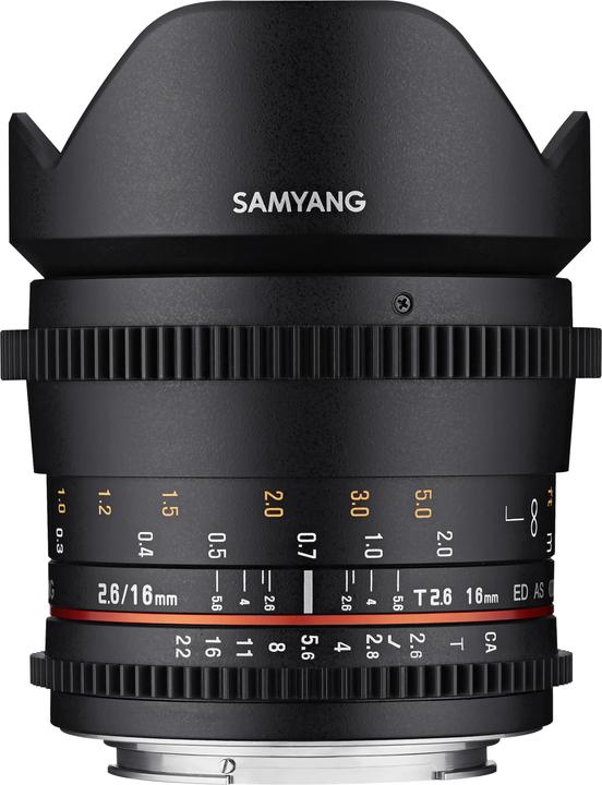 Actual product image Samyang 16mm T2.6 Sony E (Sony E, APS-C / DX, full size)