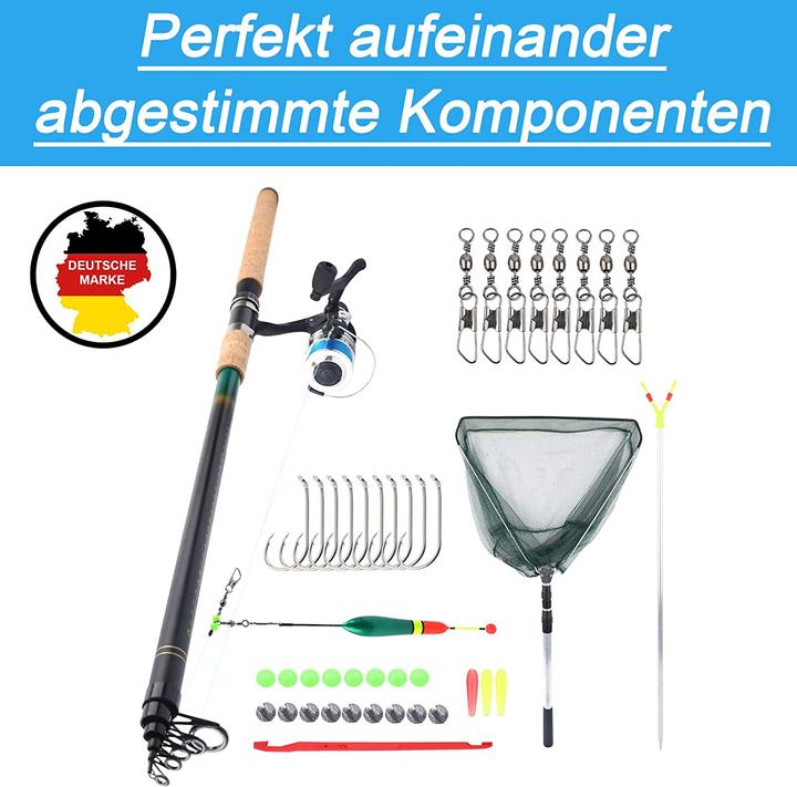 Immagine prodotto Q-Tac Set da pesca per carpe (Set da pesca, Telescopio, 300 cm)