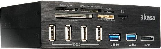 Produktbild Akasa AK-HC-05U3BK Internal 6-Port USB 3.0 Card Reader - schwarz (SATA, USB 2.0)