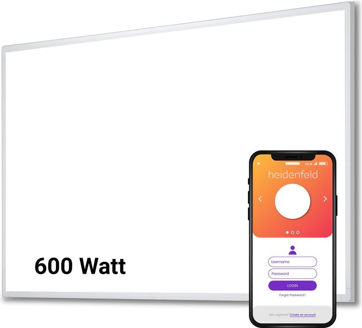 Produktbild Heidenfeld Infrarotheizung HF-HP100-2 Infrarot Wandheizung Heizkörper Heizung App (600 Watt) (600 W)
