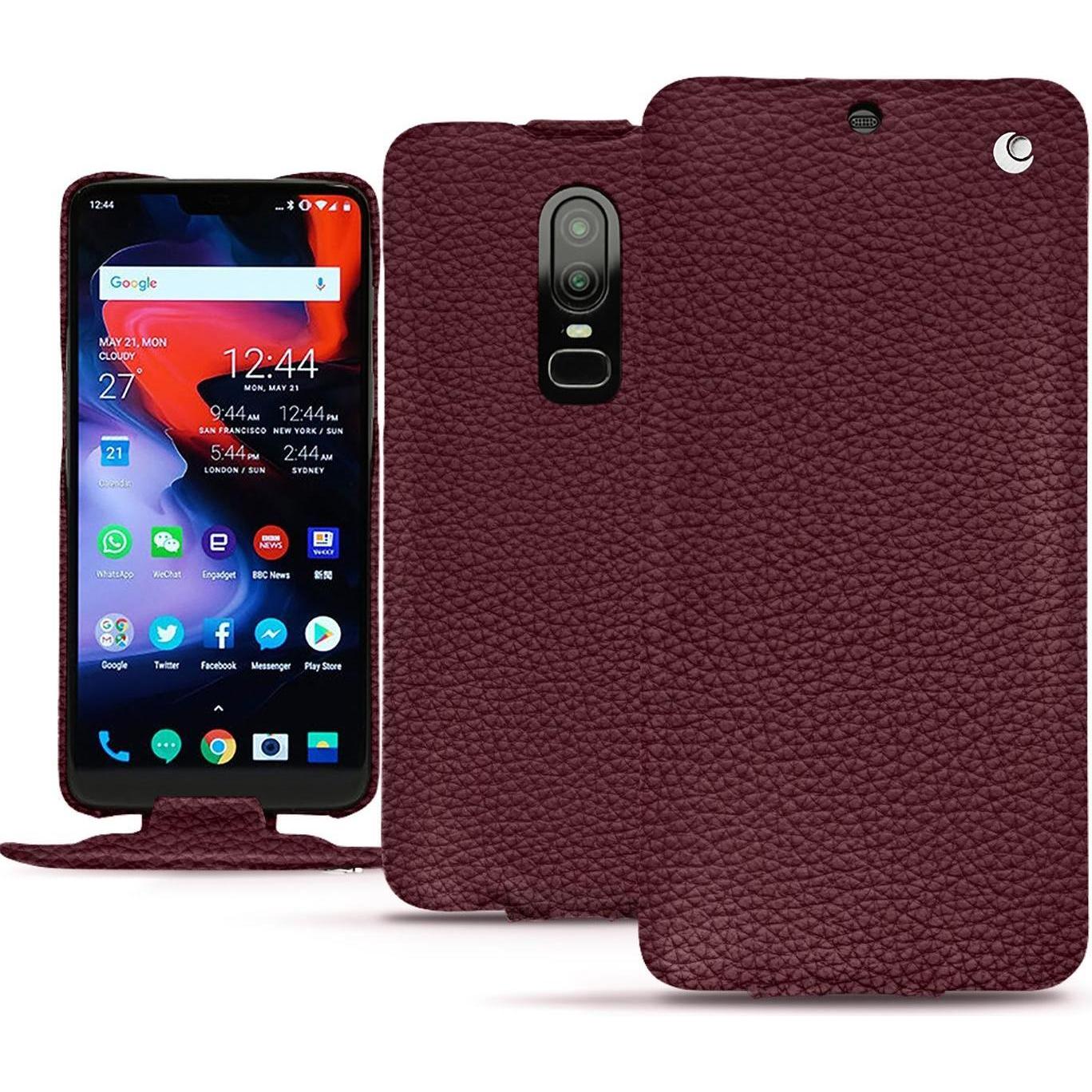 Noreve Lederschutzhülle vertikal (OnePlus 6), Smartphone Hülle, Violett