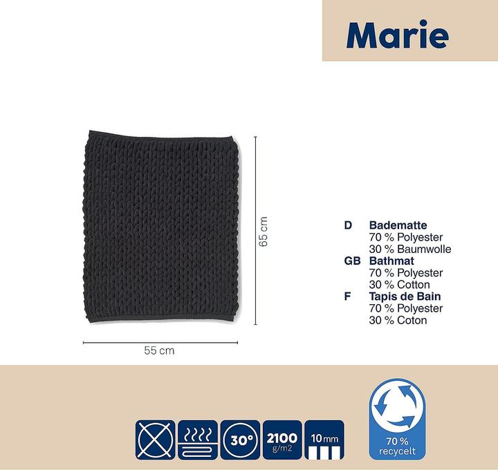 Produktbild Kela Badematte Marie schwarz (65 x 55 cm)