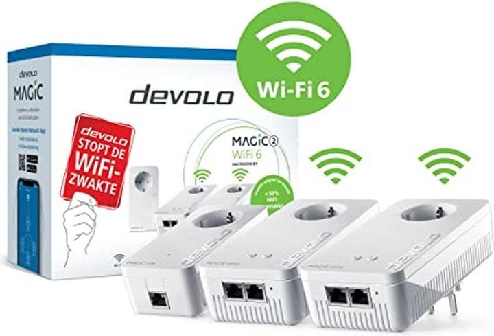 Produktbild Devolo Magic WiFi 6 Powerline Adapter Kit with Mesh, 2400 Mbps, 4 Gigabit LAN Ports (2400 Mbit/s)