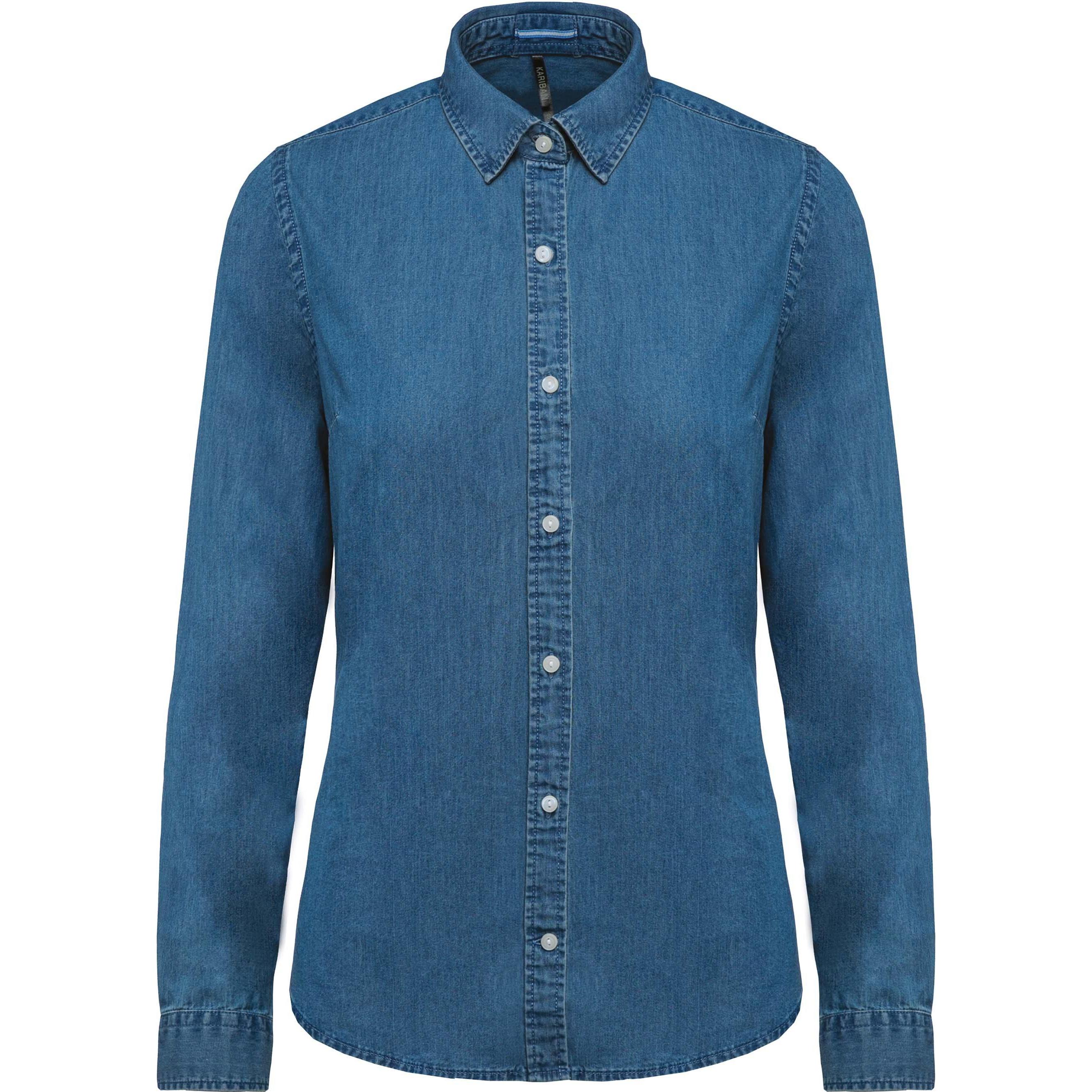 Kariban, Damen, Hemd, Denim, Blau, (M)
